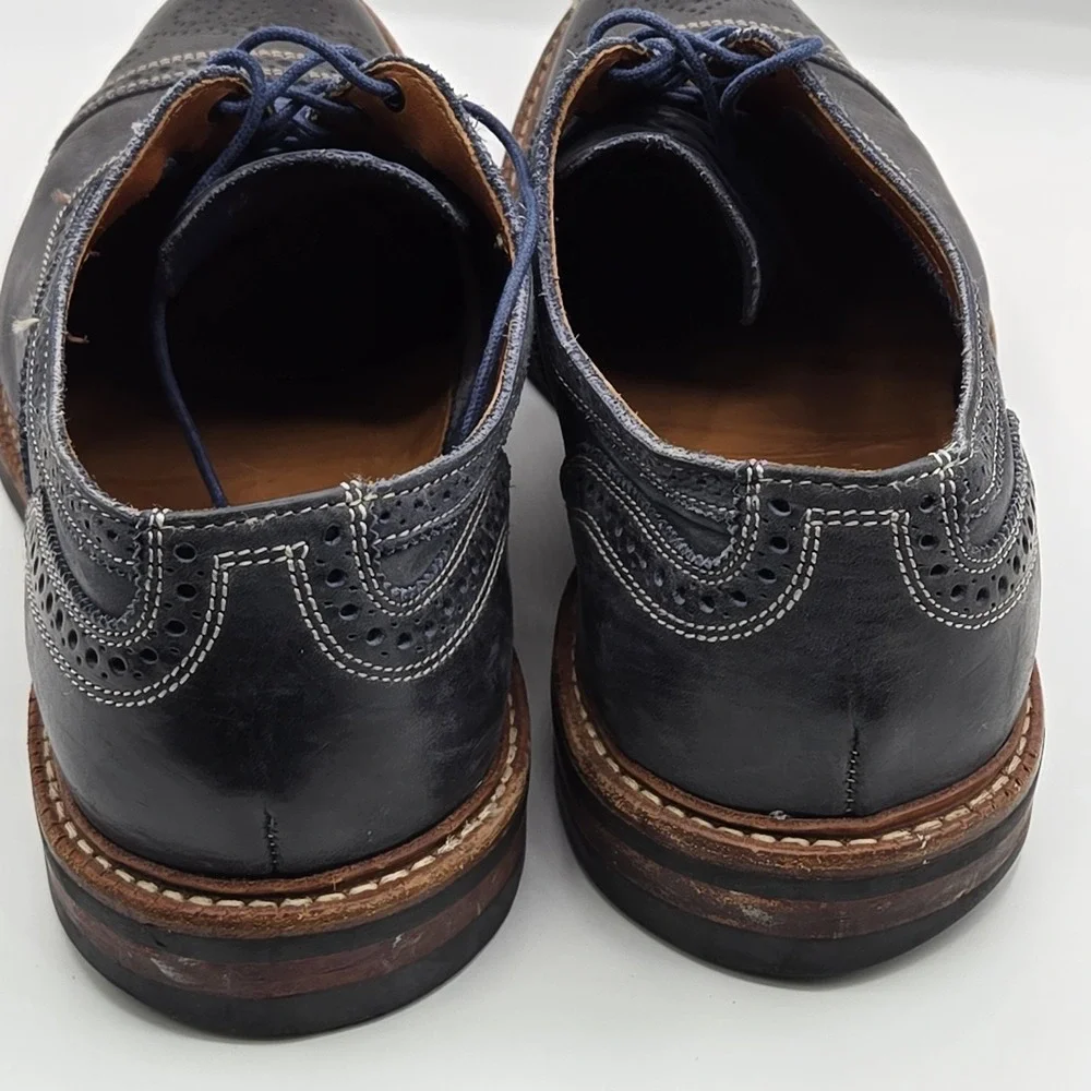 Allen Edmonds Mens Cap Toe Brogue Oxford Navy Blue Leather Dainite Shoes USA